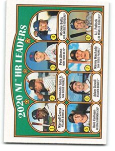 2021 topps heritage #89 adam duvall/manny machado/a.j. pollock/kole calhoun/mookie betts/fernando tatis jr./pete alonso/marcell ozuna league leaders nm-mt atlanta braves/san diego padres/los angeles dodgers/arizona diamondbacks/new york mets baseball