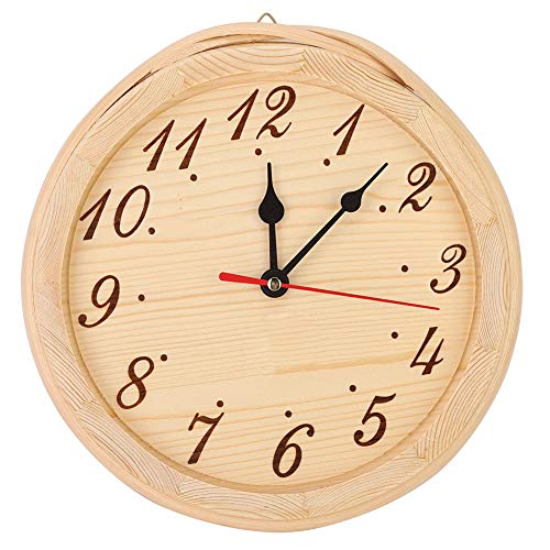 Yyqtgg Sauna Clock, Wood Digital Handcrafted Alarm Analog Clock for Sauna Room Home Bedroom Use Sauna Accessories