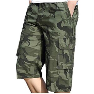 sdeycui men's cargo short casual print elastic waist relaxed summer shorts with pockets(green, xxxxxl)