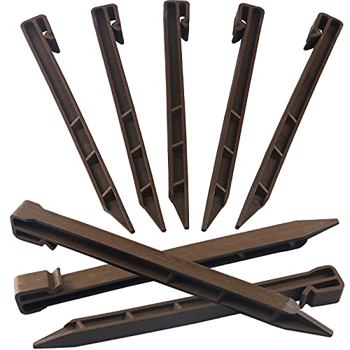 30 PCS Brown Garden Landscape Edging Stakes, 10 Inch Landscaping Anchoring Spikes Heavy Duty Plastic Garden Netting Ground Stakes Brown for Edging & Terrace Board