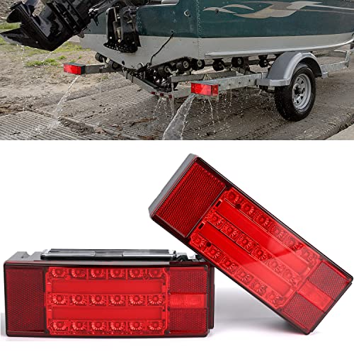 LINKITOM New Halo Rectangle Submersible LED Trailer Light, Super Bright Brake Stop Turn Tail License Lights for Camper Truck RV Boat Snowmobile Over 80" Inch