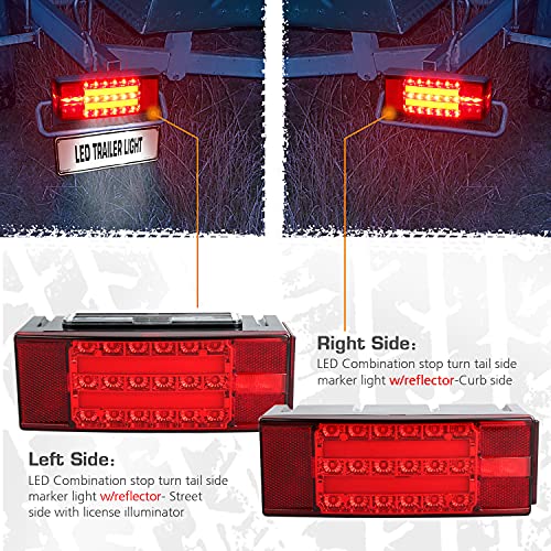 LINKITOM New Halo Rectangle Submersible LED Trailer Light, Super Bright Brake Stop Turn Tail License Lights for Camper Truck RV Boat Snowmobile Over 80" Inch