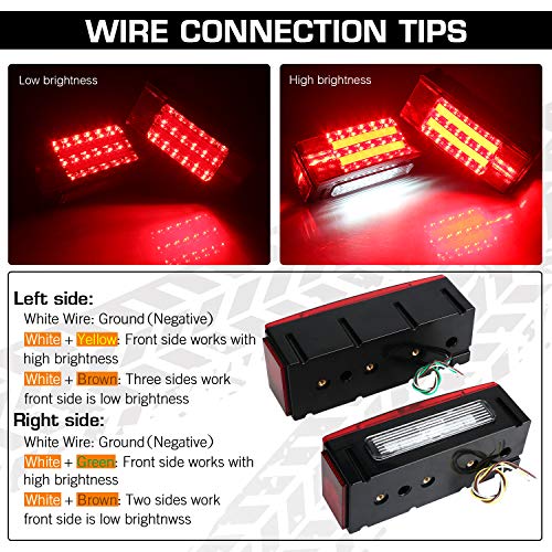 LINKITOM New Halo Rectangle Submersible LED Trailer Light, Super Bright Brake Stop Turn Tail License Lights for Camper Truck RV Boat Snowmobile Over 80" Inch