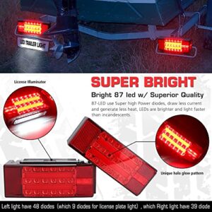 LINKITOM New Halo Rectangle Submersible LED Trailer Light, Super Bright Brake Stop Turn Tail License Lights for Camper Truck RV Boat Snowmobile Over 80" Inch