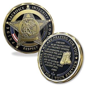 bhealthlife us police department challenge coin saint michael protect law enforcement policeman's prayer