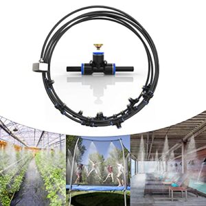 misting cooling system, outdoor misting system for patio,patio mister for cooling fan 20ft misting line + 6 brass mist nozzles + brass adapter(3/4"),outdoor mister system for trampoline greenhouse