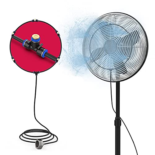 Misting Cooling System, Outdoor Misting System for Patio,Patio Mister for Cooling Fan 20FT Misting Line + 6 Brass Mist Nozzles + Brass Adapter(3/4"),Outdoor Mister System for Trampoline Greenhouse