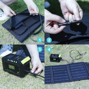 MARBERO 30W Solar Panel, Foldable Solar Panel Battery Charger for Portable Power Station Generator, iPhone, Ipad, Laptop, QC3.0 USB Ports & DC Output(10 Connectors) for Outdoor Camping Van RV Trip