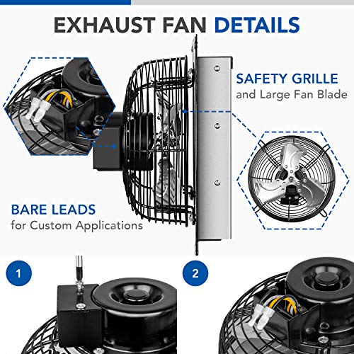 iPower 7 Inch Shutter Exhaust Fan Aluminum High Speed 1680RPM, 760 CFM, Silver, with Adjustable Programmable Thermostat