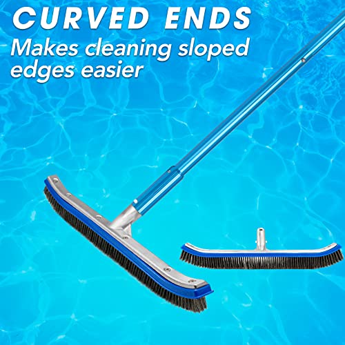 Pool Brush, 6.7FT Swimming Pool Brush, Pool Accessories, Pool Brush Head for Inground Pools, Pool Scrub Head, Pool Brush with Pole for Inground, Swimming Pool, Walls, Tiles