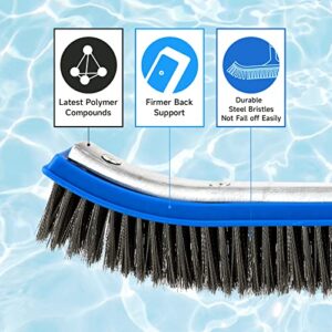 Pool Brush, 6.7FT Swimming Pool Brush, Pool Accessories, Pool Brush Head for Inground Pools, Pool Scrub Head, Pool Brush with Pole for Inground, Swimming Pool, Walls, Tiles