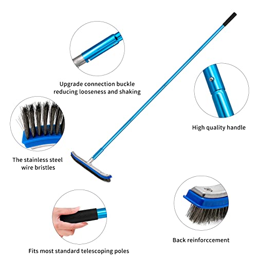 Pool Brush, 6.7FT Swimming Pool Brush, Pool Accessories, Pool Brush Head for Inground Pools, Pool Scrub Head, Pool Brush with Pole for Inground, Swimming Pool, Walls, Tiles