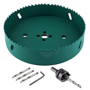 Kyuionty 6-1/4 Inch 159mm Hole Saw with Heavy Duty Arbor, HSS BI-Metal Wood Hole Saws Bit 1.26 Inch Cutting Depth, Hole Cutter for Wood Cornhole Boards, Plastic, Drywall, Fiberboard