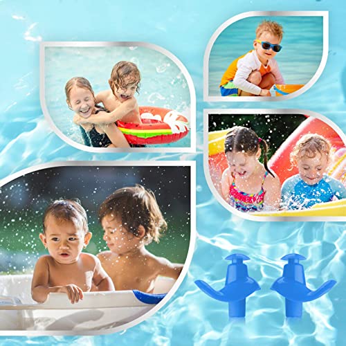 Hearprotek 2 Pairs Swimming Ear Plugs for Kids, Soft Silicone Reusable Water earplugs for Kids Swimming Bathing and Other Water Sports (Blue)