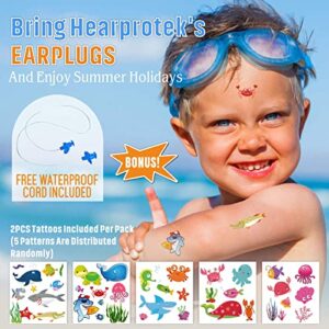 Hearprotek 2 Pairs Swimming Ear Plugs for Kids, Soft Silicone Reusable Water earplugs for Kids Swimming Bathing and Other Water Sports (Blue)