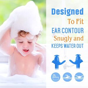 Hearprotek 2 Pairs Swimming Ear Plugs for Kids, Soft Silicone Reusable Water earplugs for Kids Swimming Bathing and Other Water Sports (Blue)