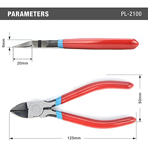 iCrimp PL2100 Diagonal Flush Cutter, 5-Inch Side Cutting Pliers, Electronics Pliers with Pointed Nose for Reeled Terminals, Soft Wires, Electronics, Jewelry Making, Zip Tes, Plastic