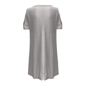 Women's 2021 Summer Boho Maxi Dress V-Neck Short Sleeve Solid Color Off-the-shoulder Dress Maternity Prom Dress (Gray, M)