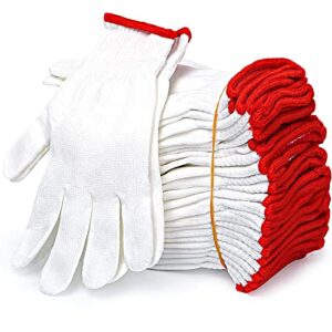 apauls cotton work gloves, 12 pairs knitted lightweight work safety gloves, elastic cotton glove for painter mechanic industrial warehouse gardening construction bbq