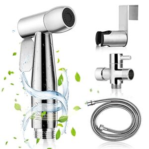 hakkala stainless steel handheld bidet sprayer for toilet, wall mount, polished