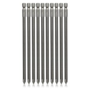 vesttio phillips cross slot ph2#2 long screwdriver bit set 10pcs 1/4 inch hex shank 6 inch/150 mm length s2 steel with magnetic for power screwdriver drill impact driver