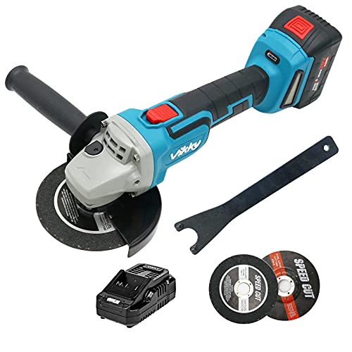 Vikky 5 inch cordless angle grinder, brushless 20V 4.2 lithium-ion cordless grinder, grinding wheel with a diameter of 125 mm, for cutting and grinding