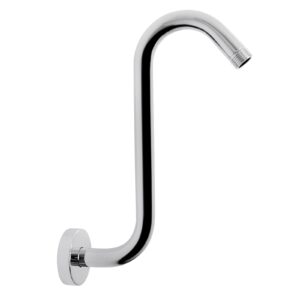 nearmoon s shaped shower head riser pipe, shower head extender arm with flange, standard 1/2" connection- bathroom accessory, 12 inch (1 pack, chrome)