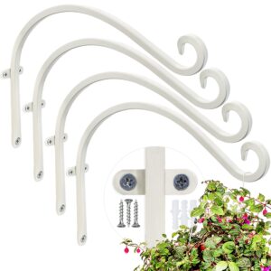 bird feeder hanger: 12-inch wall-mounted plant bracket outdoor - 4 pieces white plant hooks for hanging flower baskets