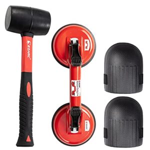 ezarc floor gap fixer tool, laminate flooring gap repair kit include heavy duty double aluminum suction cup, rubber mallet and foam (can't use on scraped surface floor)