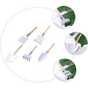 5Pcs Mini Garden Tool Set, Bonsai Flower Mini Shovels Multi- Function Shovels Gardening Tool Decors Transplanting Tools Miniature Planting Gardening Tool Set for Indoor