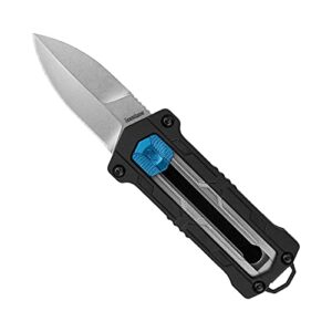 kershaw kapsule edc pocket knife, 1.9" spear point blade, manual opening, sliding button lock,black