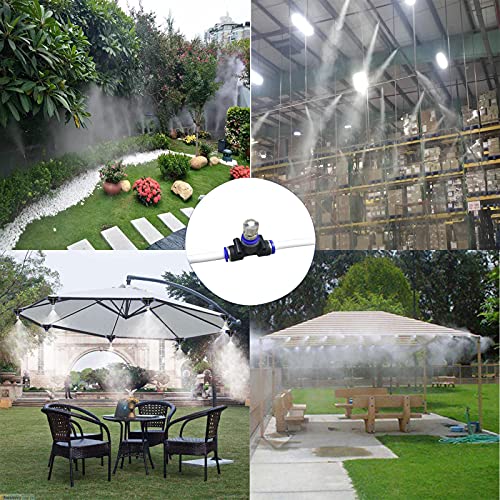 Misting Cooling System 50ft(15M) Misting Line 12 Stainless Steel Mist Nozzles 1/4" Outdoor Cool Mister for Patio Garden Umbrellas Greenhouse Fan Trampoline Waterpark - White Pipe