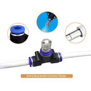 Misting Cooling System 50ft(15M) Misting Line 12 Stainless Steel Mist Nozzles 1/4" Outdoor Cool Mister for Patio Garden Umbrellas Greenhouse Fan Trampoline Waterpark - White Pipe