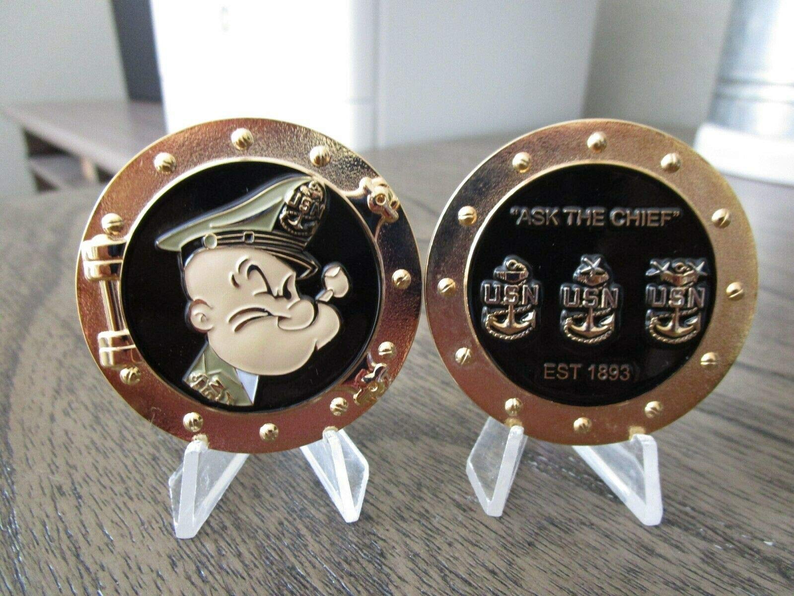 United States Navy USN Popeye Ask The Chief Challenge Coin