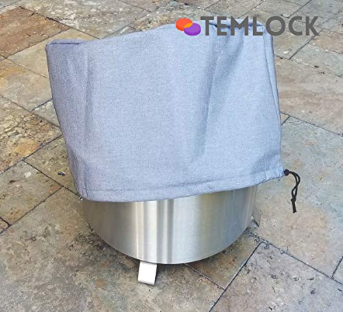 Temlock Cover Compatible with Breeo Fire PitxSeries 24 or Double Flame 24-Fits Standard or Sear Plate Model-Outdoor Water-Resistant Fire Bowl Protective Cover FPC-2400,Gray,24-inch fire pit