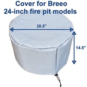 Temlock Cover Compatible with Breeo Fire PitxSeries 24 or Double Flame 24-Fits Standard or Sear Plate Model-Outdoor Water-Resistant Fire Bowl Protective Cover FPC-2400,Gray,24-inch fire pit