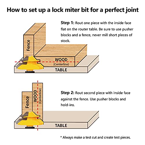 MNA Tongue and Groove Bits & 45 Degree Lock Miter Router Bit, 1/4 Inch Shank Wood Milling Cutter Bits