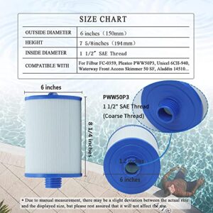 MRSTOT Spa Filter for UNICEL 6CH-940, for PWW50P3(1 1/2" Coarse Thread) Hot Tub Replacement Filter, for Filbur FC-0359, 25252, 03FIL1400, Screw in SAE Thread Filter 2 Pack