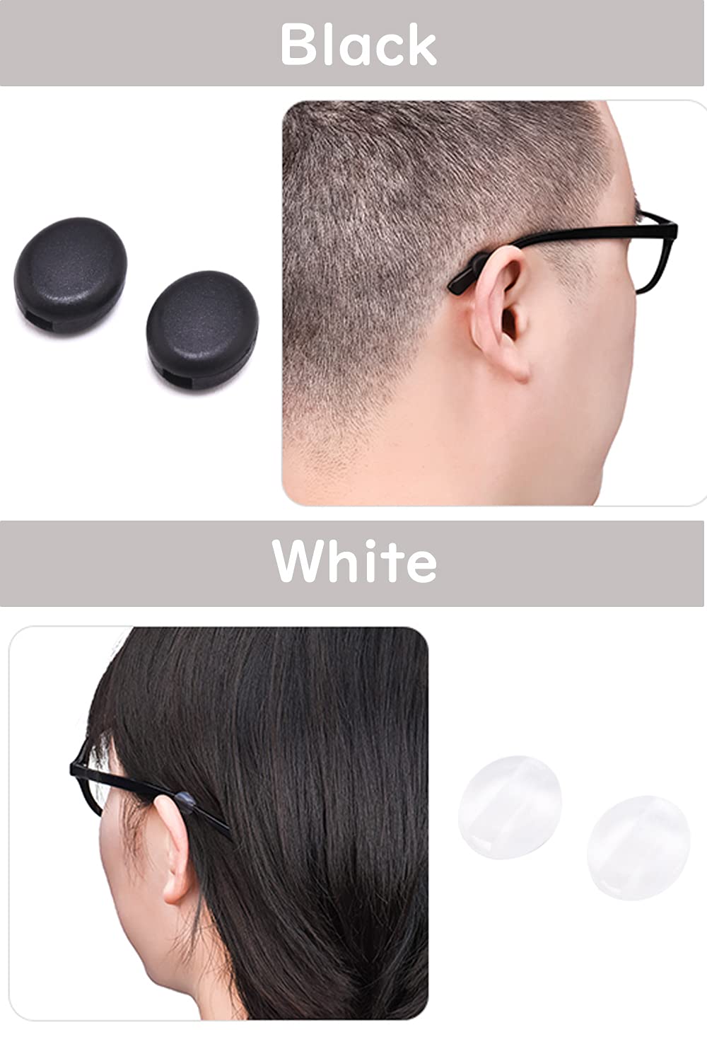 OPUGIT Silicone Eyeglasses Temple Grips Retainer, 2021 Upgraded Mini Round Eyewear Retainer, Anti-Slip Glasses Retainers, Frame Grips for Spectacle, Sunglasses, Glasses, Eyewear, 10 Pairs,Black