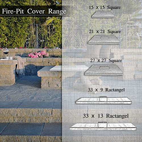 FEBTECH Square 27 X 27 Inches Stainless steel fire Pit cover fits 24 X 24 inches Drop-in burner Fire pit Pan lid Square Cover Grill fire ring lid Thick 1.5mm with handle