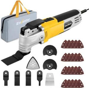 enventor oscillating tool, 2.5amp electric oscillating multi tool kit corded, 6 variable speeds, 3° oscillating angle oscillating saw with 28pcs saw accessories for cutting wood, scraping, sanding