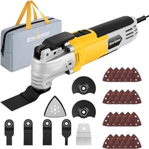 ENVENTOR Oscillating Tool, 2.5Amp Electric Oscillating Multi Tool Kit Corded, 6 Variable Speeds, 3° Oscillating Angle Oscillating Saw with 28pcs Saw Accessories for Cutting Wood, Scraping, Sanding