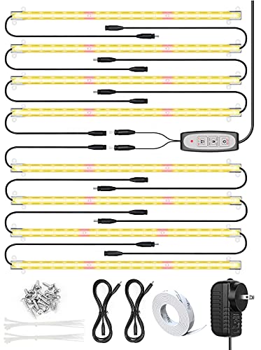 LED Grow Light Strip, 8 Pack Grow Lights for Indoor Plants, 80W Full Spectrum Plant Lights with 4 Dimmable Level, Auto On/Off 3/6/12H Timer, Sunlike Grow Lamp for Seedling Veg Flower Hydroponics