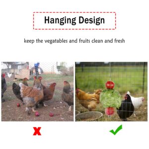 Upgraded Extended Hanging Feeder, Chicken Vegetable Hanging Feeder Toy,Chicken Vegetable String Bag Poultry Fruit Holder Chicken Cabbage Feeder Treat Feeding Tool,Chicken Veggies Skewer (Packag1)