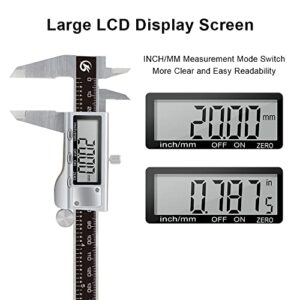 KETOTEK Digital Caliper 6 Inch Measuring Tool, Stainless Steel Electronic Vernier Calipers, Digital Micrometer with Large LCD Screen, inch/Metric Conversion