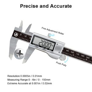 KETOTEK Digital Caliper 6 Inch Measuring Tool, Stainless Steel Electronic Vernier Calipers, Digital Micrometer with Large LCD Screen, inch/Metric Conversion