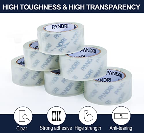 PANDRI Clear Packing Tape, 36 Rolls Heavy Duty Packaging Tape for Shipping Packaging Moving Sealing, 1.88 inches Wide, 65 Yards Per Roll, Total 2340 Yards