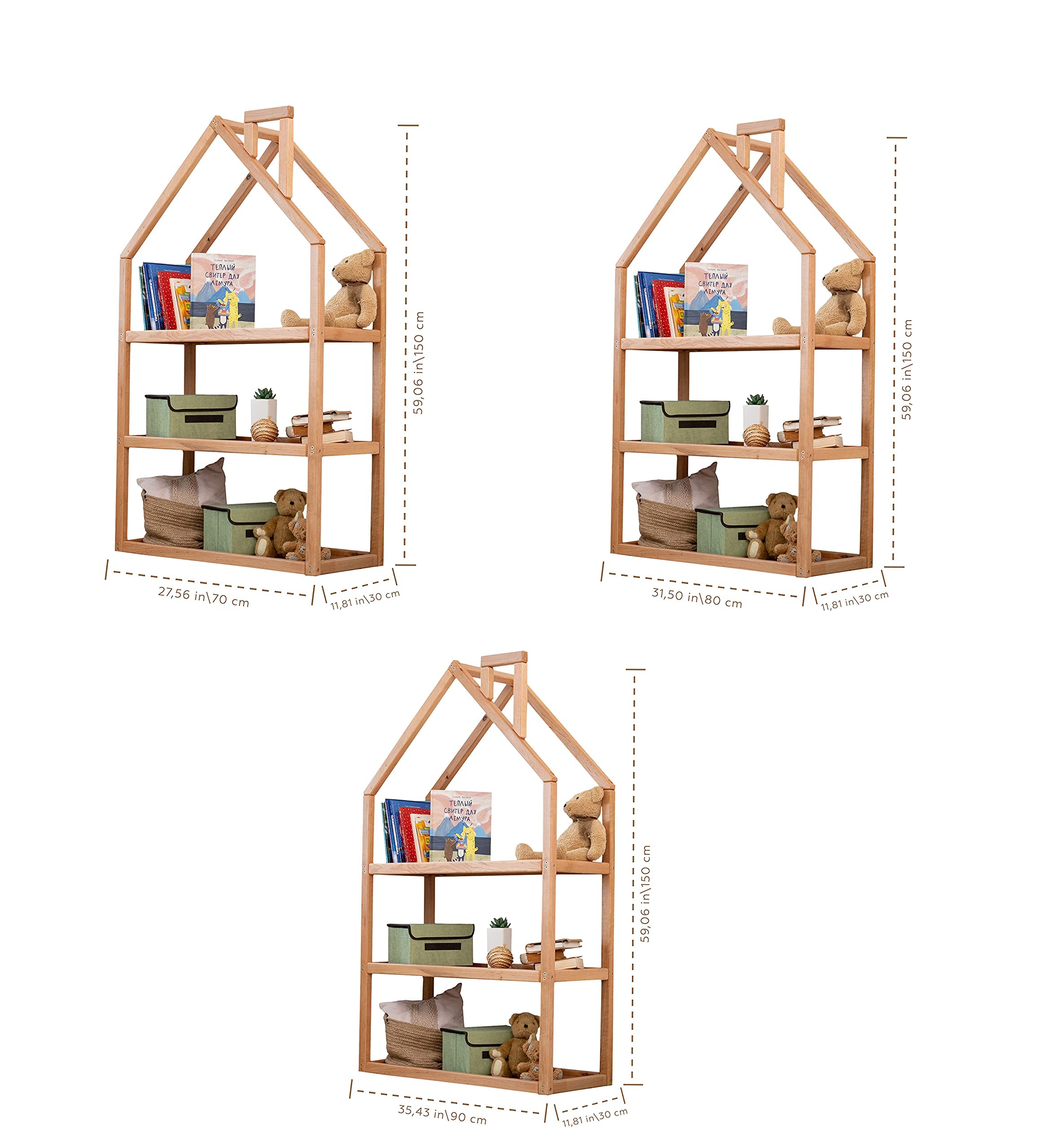 BUSYWOOD Montessori bookshelf Organizer for toddlers, Wood Bookcase, Kids Wooden Shelf, Multi-Level Toy Shelf, Modular Storage Shelves