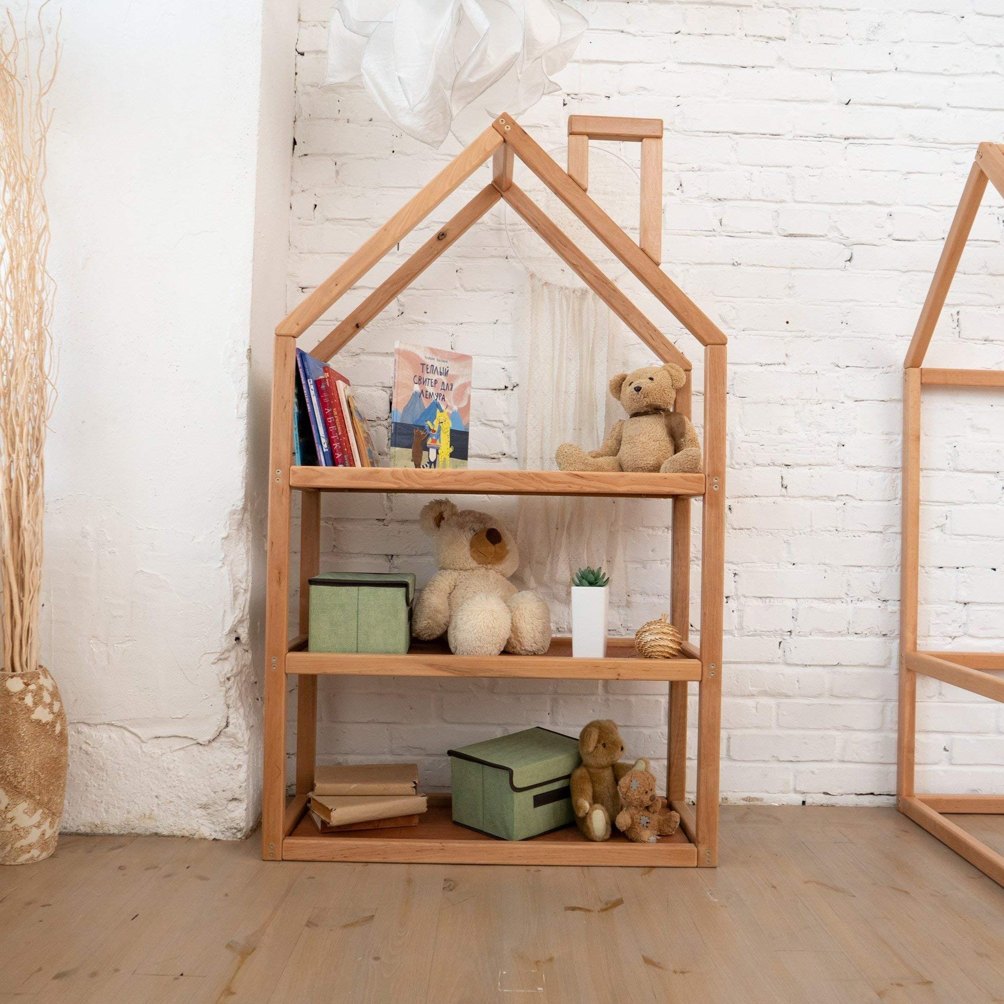 BUSYWOOD Montessori bookshelf Organizer for toddlers, Wood Bookcase, Kids Wooden Shelf, Multi-Level Toy Shelf, Modular Storage Shelves