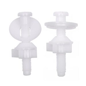 Jwodo Toilet Seat Screws, Universal Toilet Seat Hinge Bolts and Screws, with Plastic Toilet Seat Hinge Bolts, Nuts and Washers, Replacement Parts for Fixing Top Mount Toilet Seat Hinges (2 Packs)